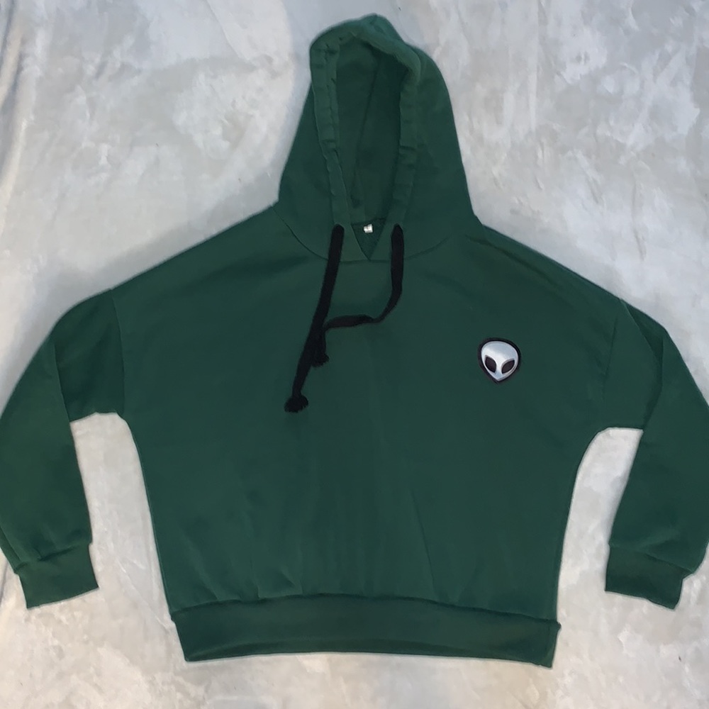 green hoodie alien patch